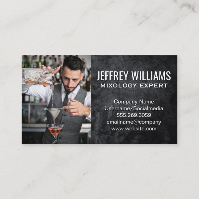Barman Mixing Cocktails  Business Card (Front)