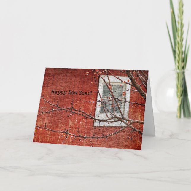 Barn and Tree New Year Holiday Card (Front)