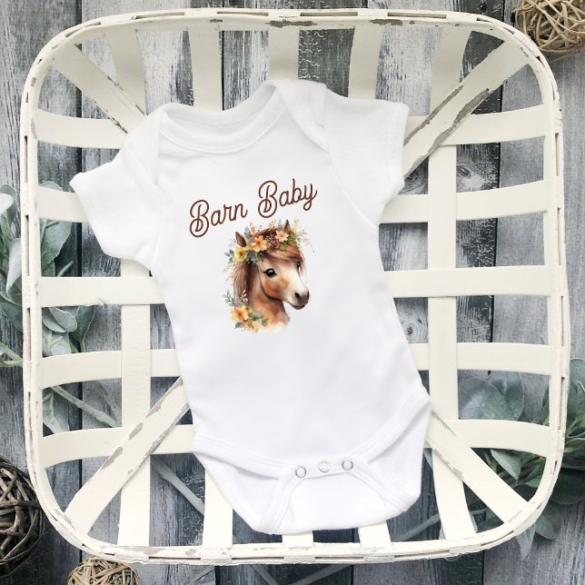 Barn Baby Cute Flower Pony Equestrian Baby Bodysuit (Creator Uploaded)