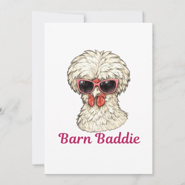 Barn Baddie Funny Glam Chicken in Pink Sunglasses  Holiday Card (Front)