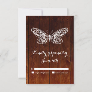 Barn Board Butterfly RSVP Card