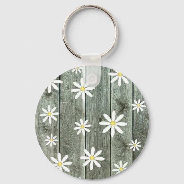 Barn board Daisy Key Ring (Front)