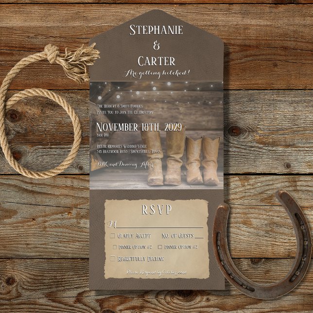 Barn & Boots Rustic Cowboy Western Dinner All In One Invitation (Creator Uploaded)