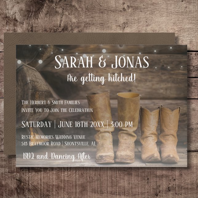 Barn & Boots Rustic Cowboy Western Wedding Invitation (Creator Uploaded)