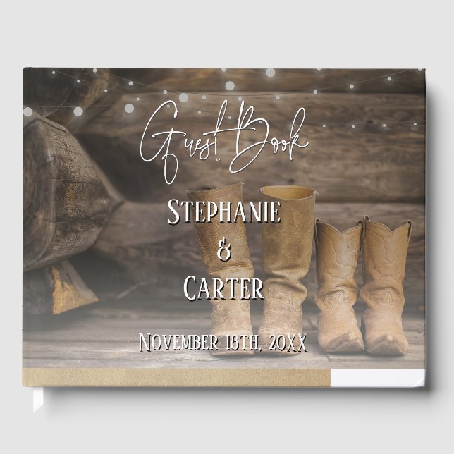 Barn Boots Rustic Wedding Guest Book (Front)