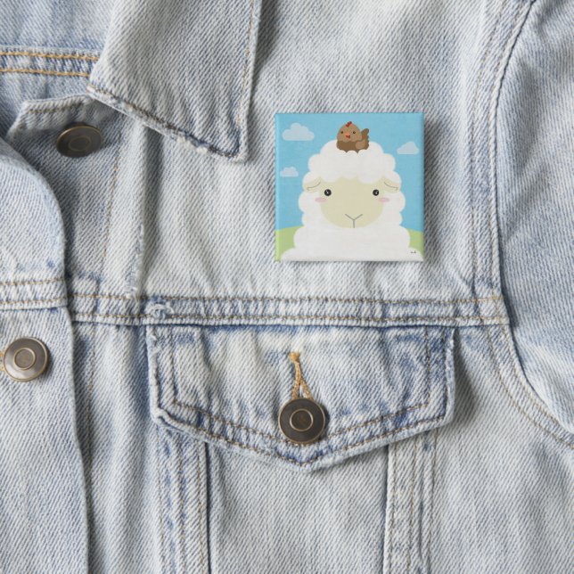 Barn Buddies - Sheep & Chick 15 Cm Square Badge (In Situ)