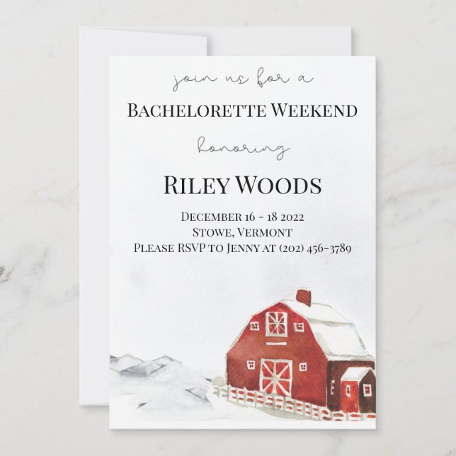 Barn, Cabin & Pumpkins Bachelorette Invitatiation Invitation (Front)