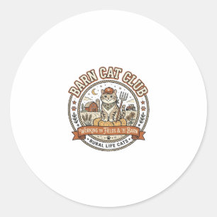 Barn Cat Club Cat Farmer Farm Animal Mashup Cat Vi Classic Round Sticker