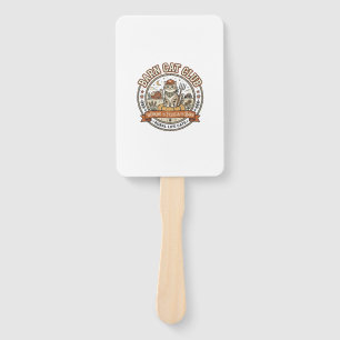 Barn Cat Club Cat Farmer Farm Animal Mashup Cat Vi Hand Fan