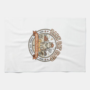 Barn Cat Club Cat Farmer Farm Animal Mashup Cat Vi Tea Towel