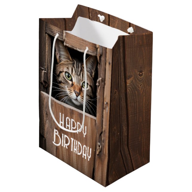 Barn Cat For Birthday Medium Gift Bag (Front Angled)