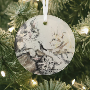 Barn Cats by Hevener Glass Tree Decoration