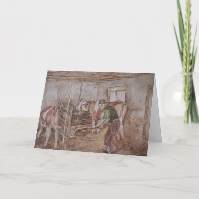 Barn Chores Holiday Card (Front)