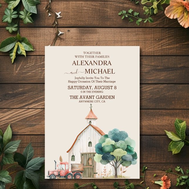 Barn Cottage Green Wedding Invitation (Creator Uploaded)