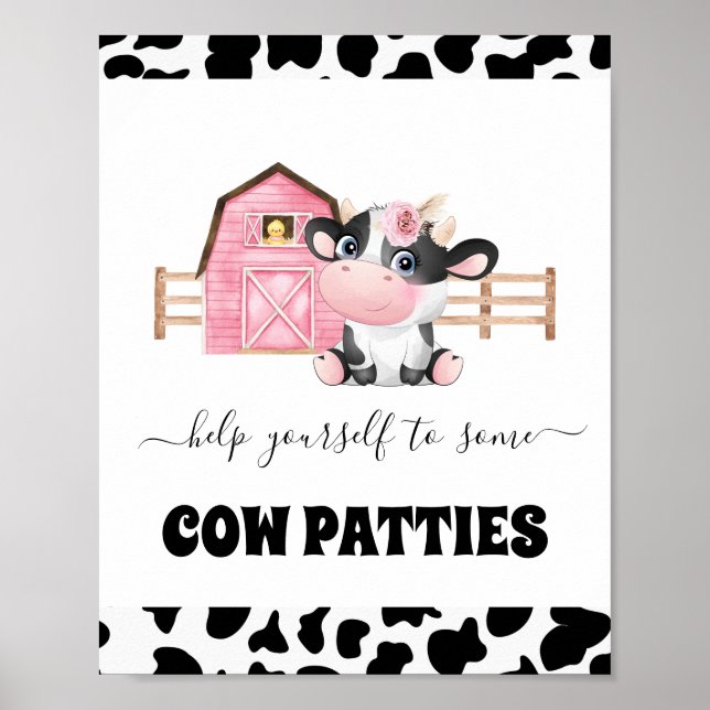 Barn Cow Print Birthday Party Sign (Front)