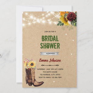 Barn cowgirl boot wedding invite