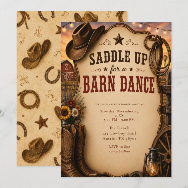 Barn Dance Party Invitation (Front/Back)