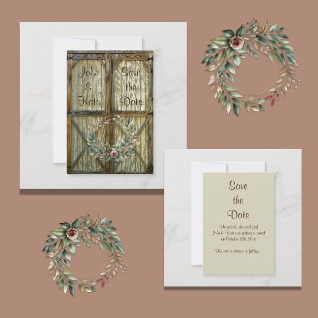 Barn Door and Floral Western Wedding Save the Date (Creator Uploaded)