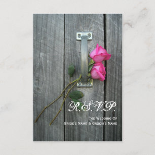 Barn Door and Pink Roses Wedding Small RSVP