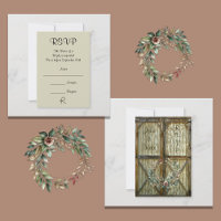 Barn Door and Rose Floral Country Wedding RSVP