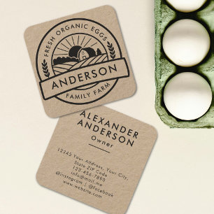 Barn Family Farm Farmer Round Decorative Square Business Card