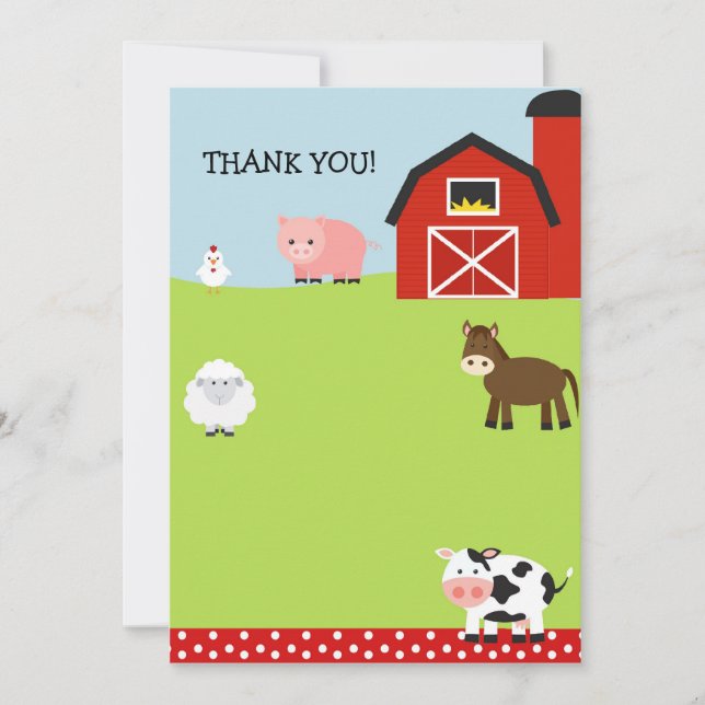 Barn Farm Barnyard Thank You Notes (Front)