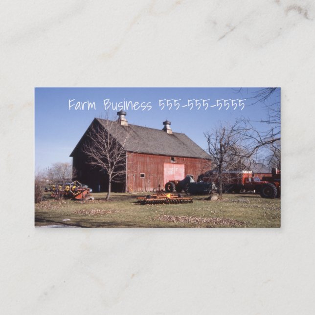 Barn Farmer Equipment Farm Landscape Business Card (Front)