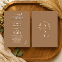 Barn Farmhouse Country Line Art Wedding