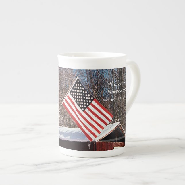 Barn Flag Patriotic Reminders All Around Bone China Mug (Front Right)