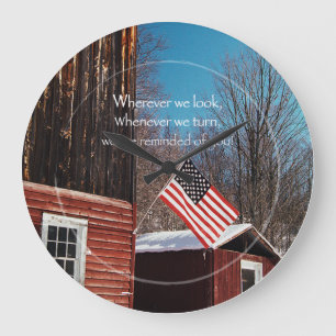 Barn Flag Patriotic Reminders All Around Large Clock