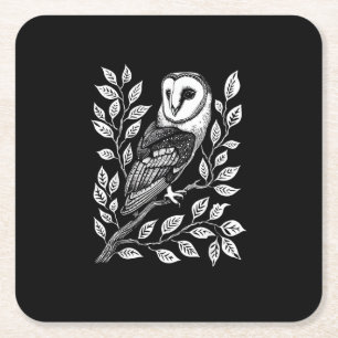 Barn  Goth Witch Goblincore Cottagecore Academia Square Paper Coaster