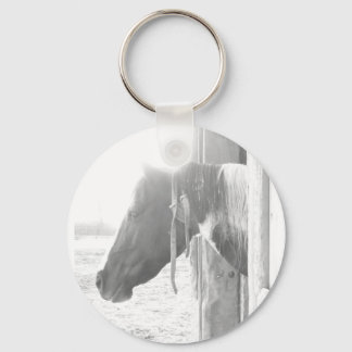 Barn Horse/Black and White Photography Key Ring