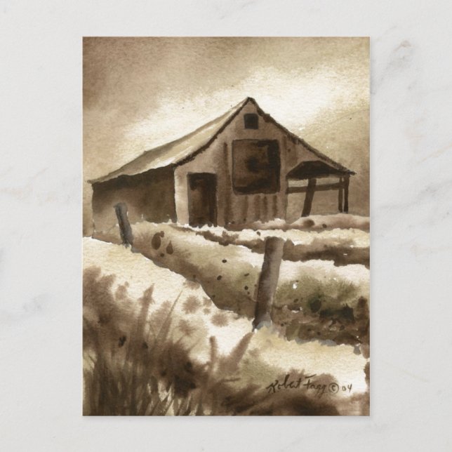 "Barn In Browns" Country Roads Postcard (Front)