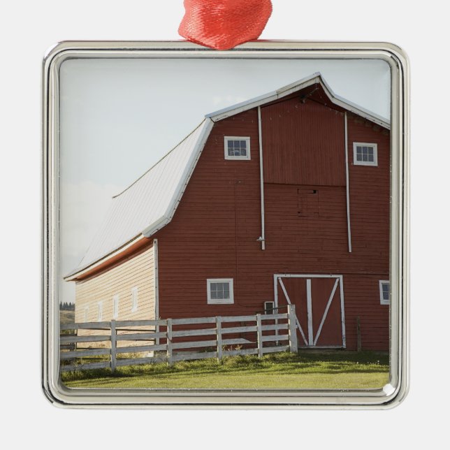 Barn in rural landscape metal tree decoration (Front)