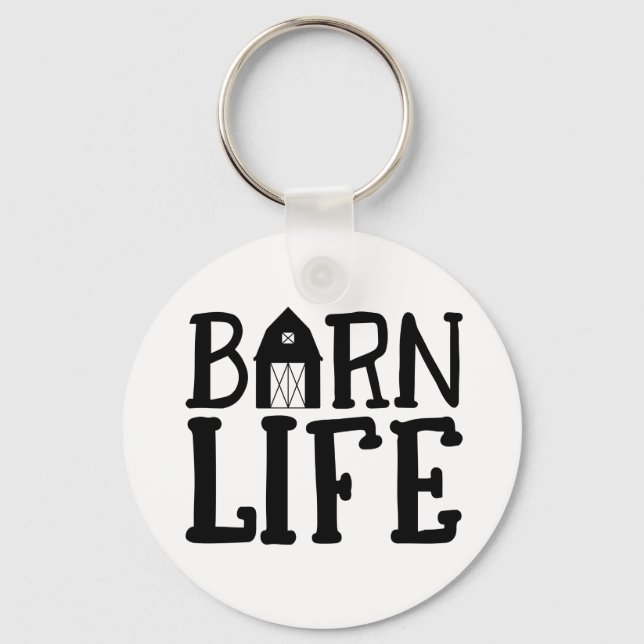 Barn Life  Farmer Cow Chicken Horse Country Farmer Key Ring (Front)