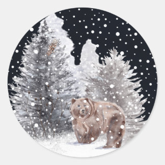 Barn Owl and Brown Bear Classic Round Sticker