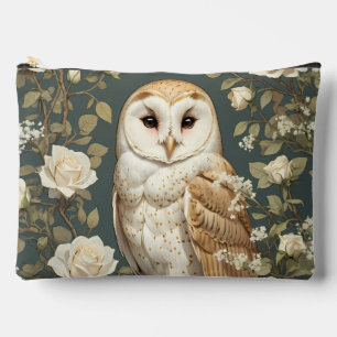 Barn Owl And White Roses William Morris Inspired Accessory Pouch