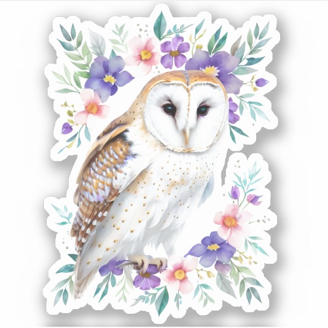 Barn Owl and Wildflowers Woodland Bird (Front)