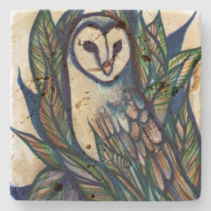 Barn Owl Art Stone Coaster