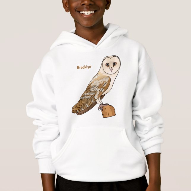 Barn owl bird cartoon illustration  (Front)