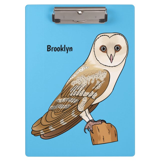 Barn owl bird cartoon illustration  clipboard (Front)