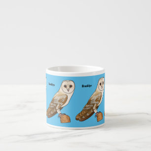 Barn owl bird cartoon illustration espresso cup