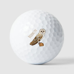 Barn owl bird cartoon illustration golf balls