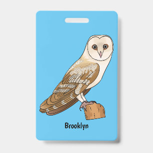 Barn owl bird cartoon illustration  ID badge