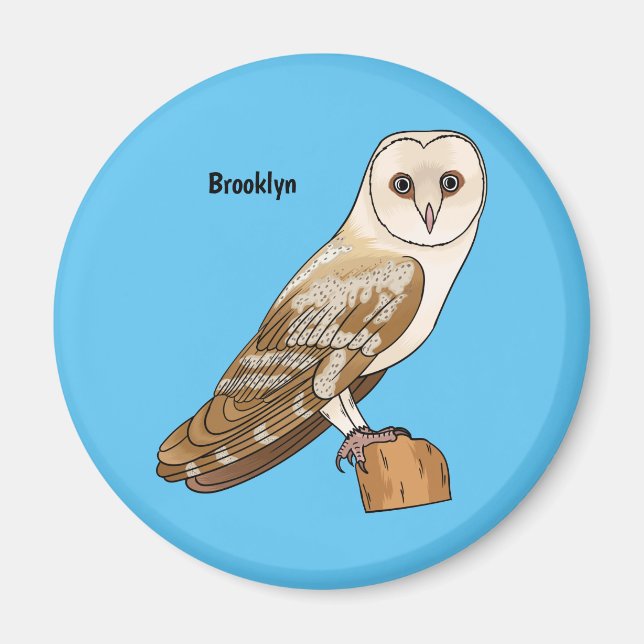 Barn owl bird cartoon illustration  magnet (Front)