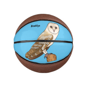 Barn owl bird cartoon illustration mini basketball