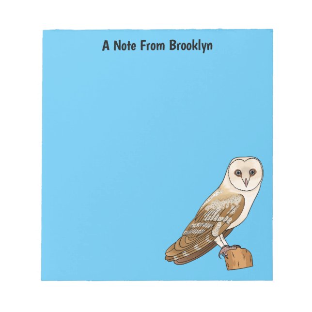 Barn owl bird cartoon illustration  notepad (Front)