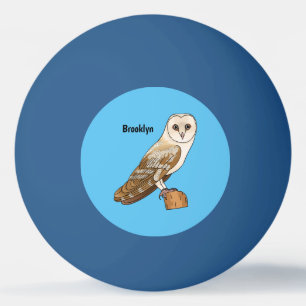Barn owl bird cartoon illustration ping pong ball