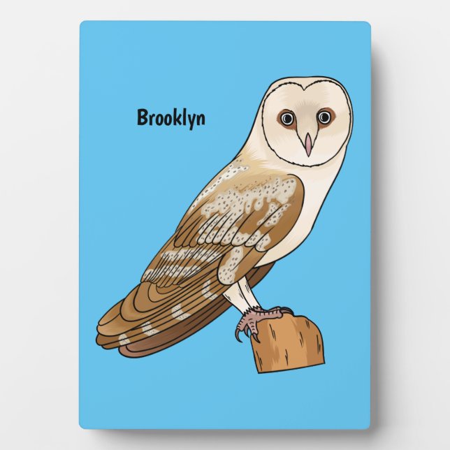 Barn owl bird cartoon illustration plaque (Front)