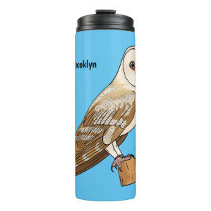 Barn owl bird cartoon illustration thermal tumbler